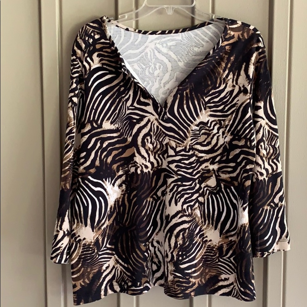 Kim Rogers Tiger Print Long Sleeve Shirt size XL